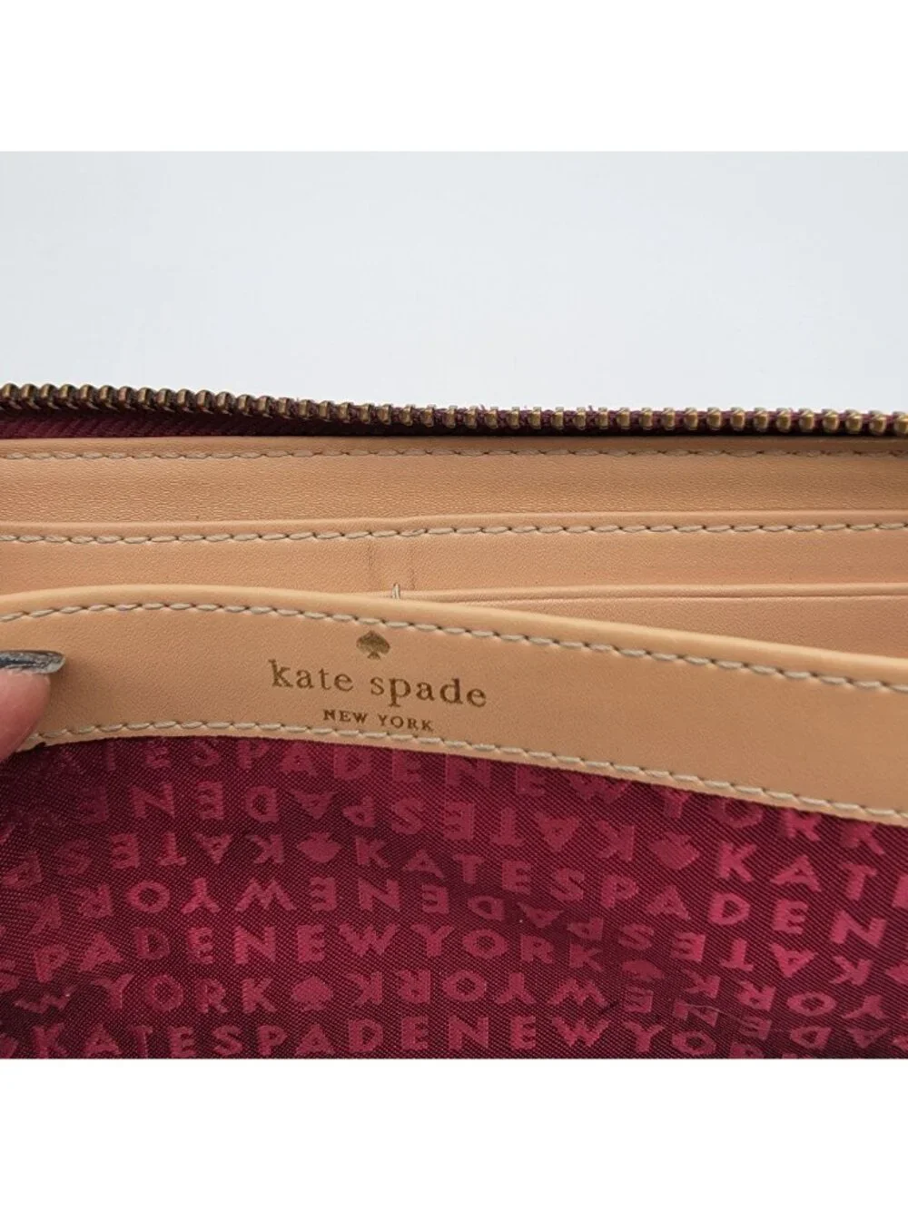 Kate Spade New York Burgundy Pebbled Leather Neda Zip-Around Wallet
